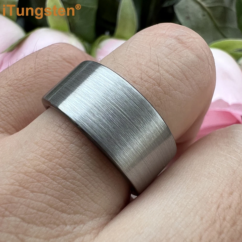 Dropshipping iTungsten 6/8/10/12MM Multiwidth Black Tungsten Ring Mens Womens Flat Wedding Band Brushed Finish Comfort Fit