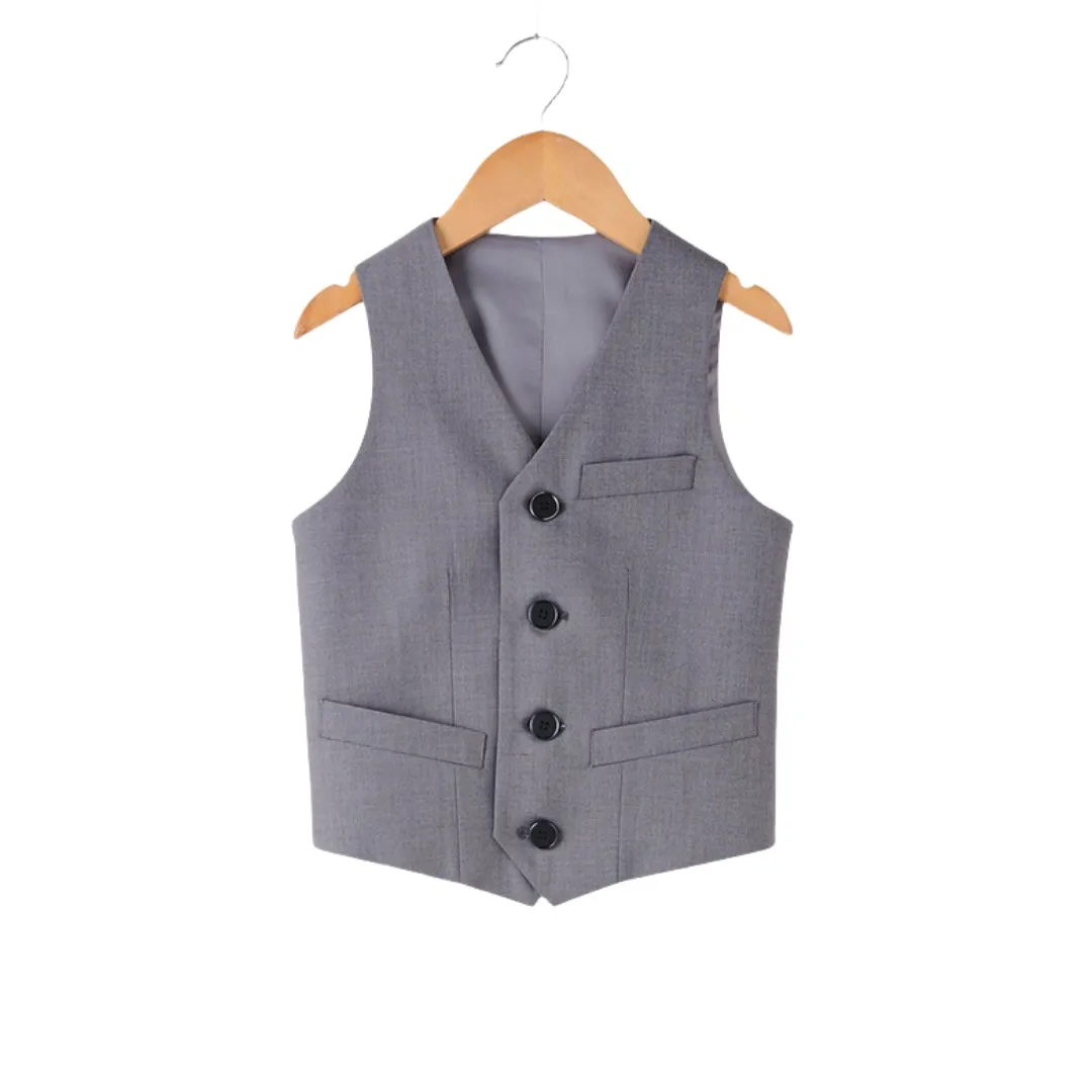 Boy Blazer Vest Gray Black Boy Stage Costumes Size 100-170T Handsome Boy Blazers Quality Vest Children Formal Wear