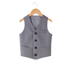 Boy Blazer Vest Gray Black Boy Stage Costumes Size 100-170T Handsome Boy Blazers Quality Vest Children Formal Wear