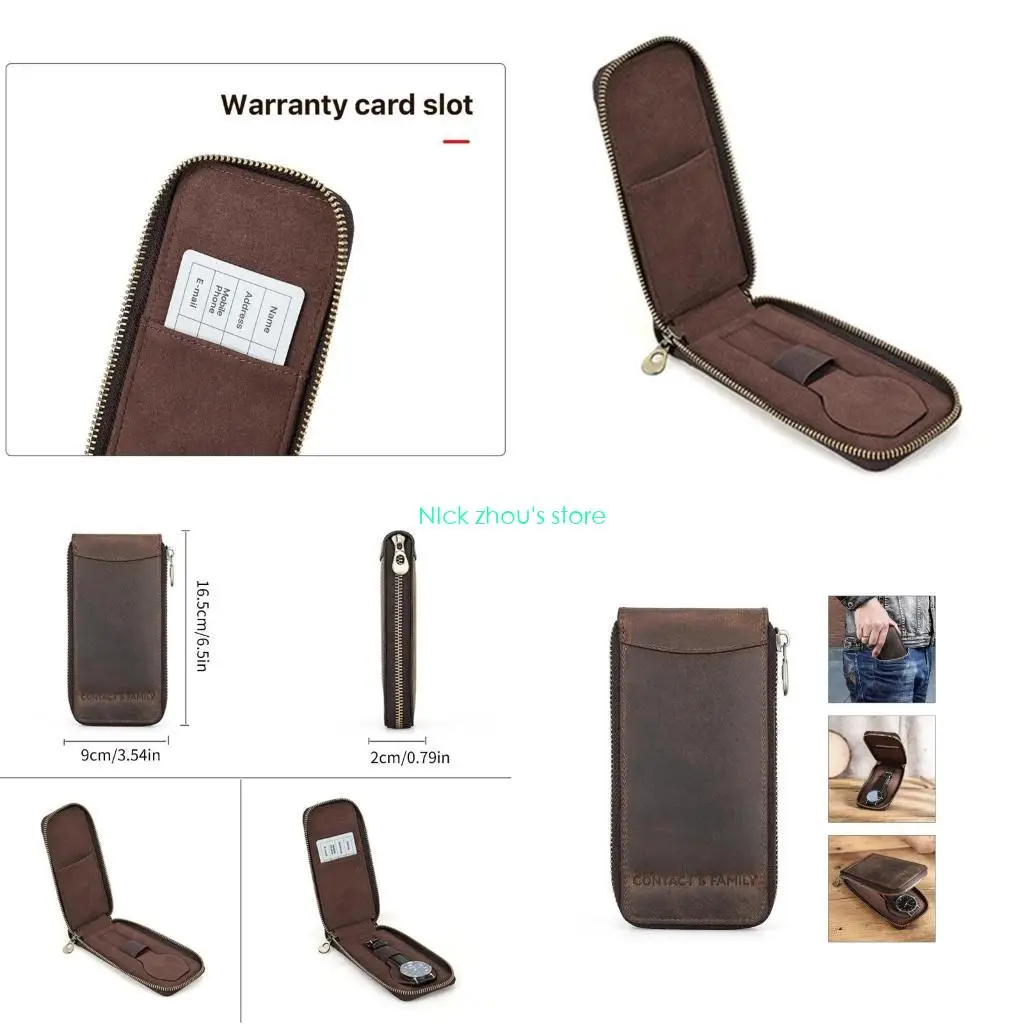 

E15E Fashion Watch Displsy Holder Portable Travel Convenient Zipper Watch Storage Box Single Watch Container Jewely