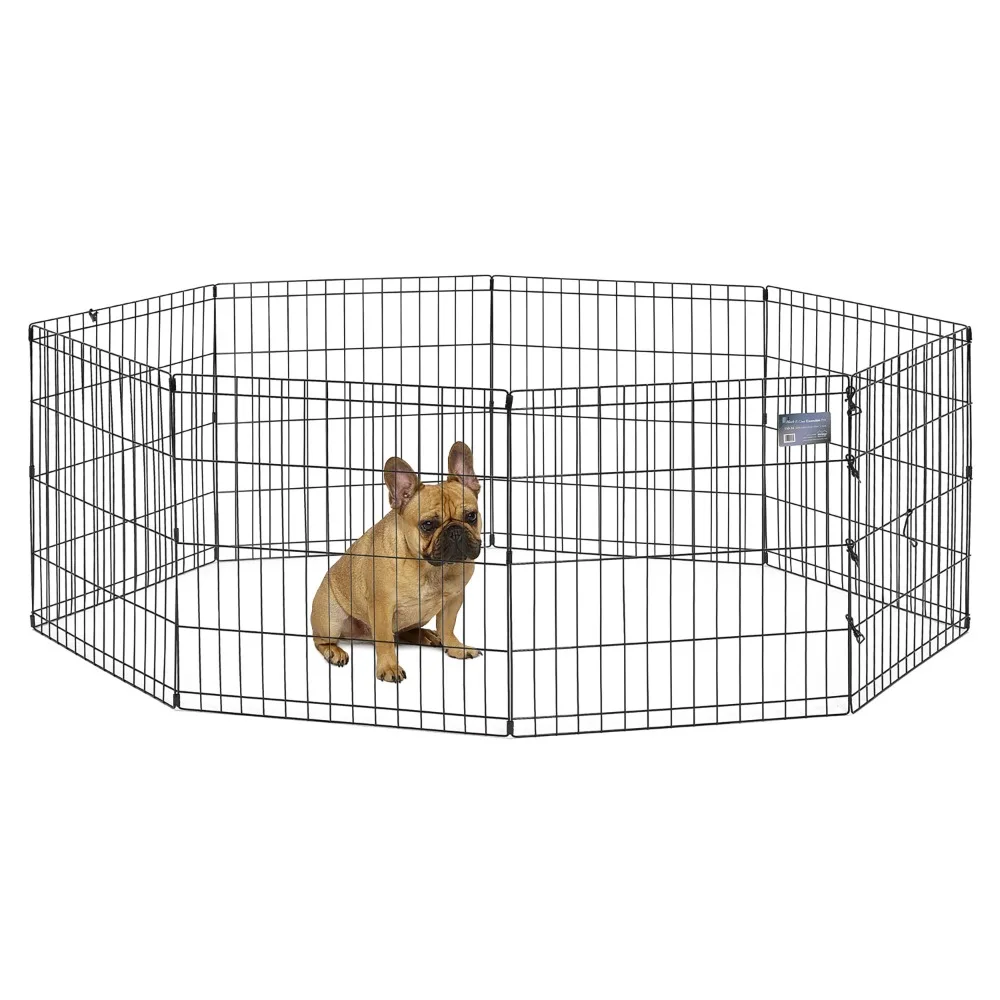 foldable-metal-exercise-pet-dog-playpen-without-door-24-high