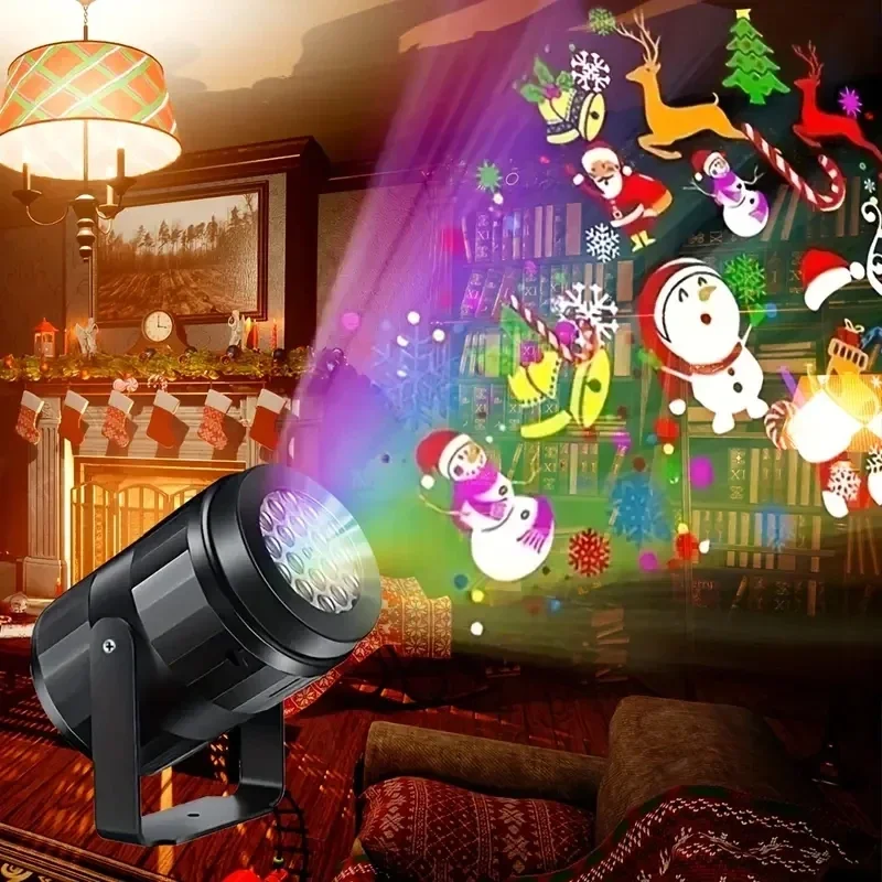 16 Patterns Christmas LED Projector Light,Xmas Holiday Snowflake Scene Projector for Home Indoor Wall Yard Decoration, USB Power