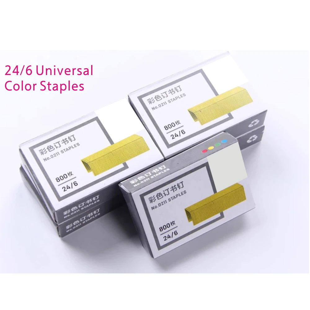 Colorido Staples Aço Inoxidável, Binder, Staple Binding, Adequado para a Escola, Estudante, Escritório, 12 # Livro, 24 #, 6 #, 12 #