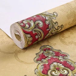 European Style 3D Damask Pearl Powder Non-Woven Wallpaper Roll Bedroom Living Room Tv Background Wallpaper Beige 0.53m*10m=5.3㎡
