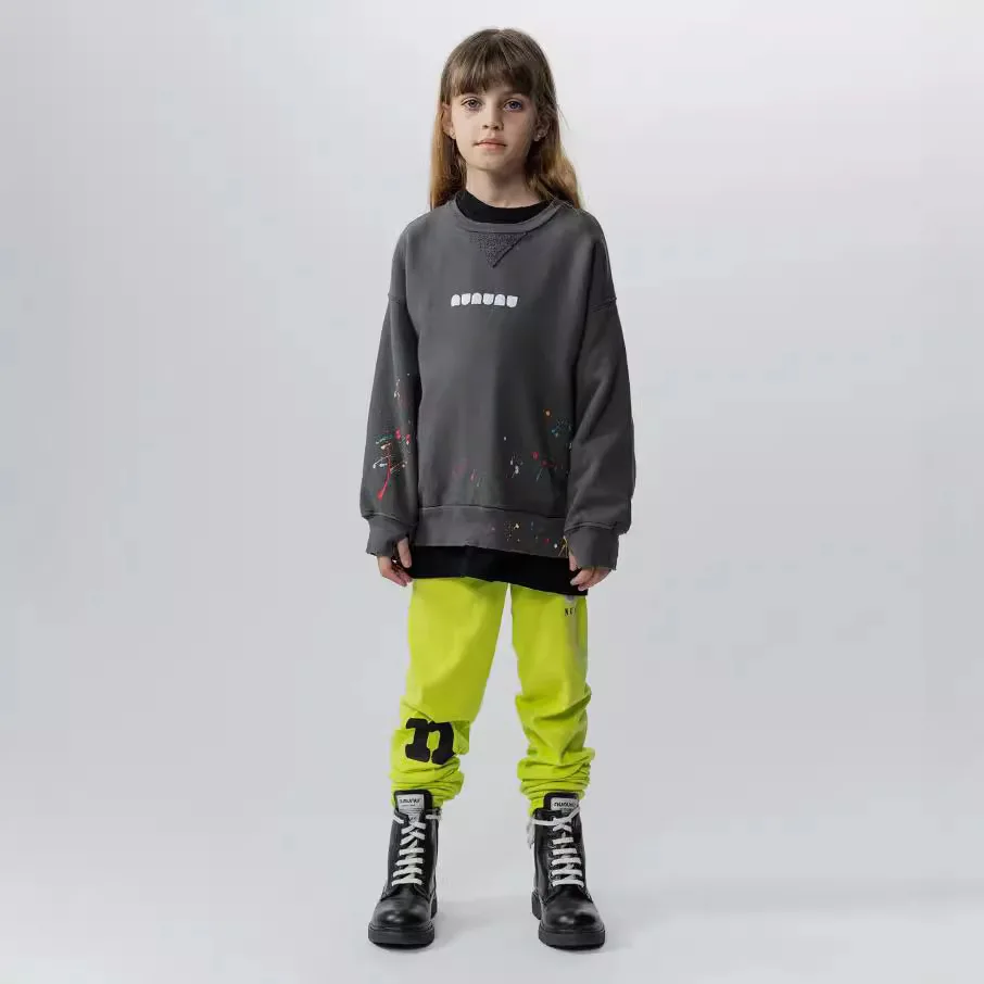 2024 New Color Colorful Pad-dyed Zipper Hooded Sweatshirt Sweatpants for Boys and Girls [Some in stock]