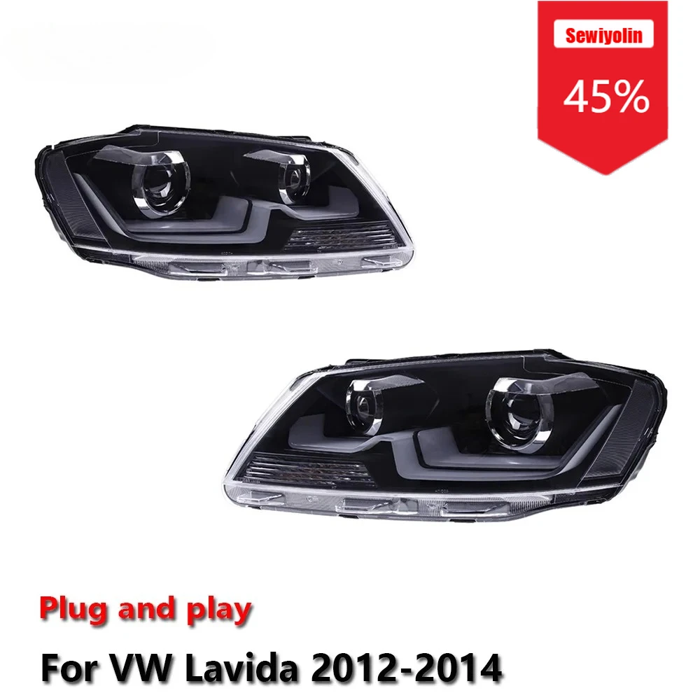 

Sewiyolin автомобильные светодиодные фары в сборе для Volkswagen Lavida 2012-2014 противотуманные DRL тормозные указатели поворота Plug and Play