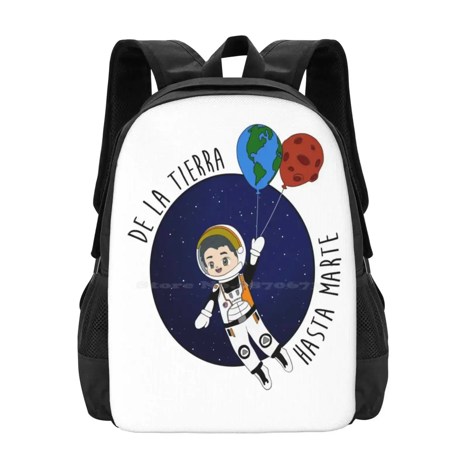 

From Earth To Mars-Alfred García Pattern Design Bagpack School Bags Alfred Garcia 1016 Song Music Balloon Astronaut Land From