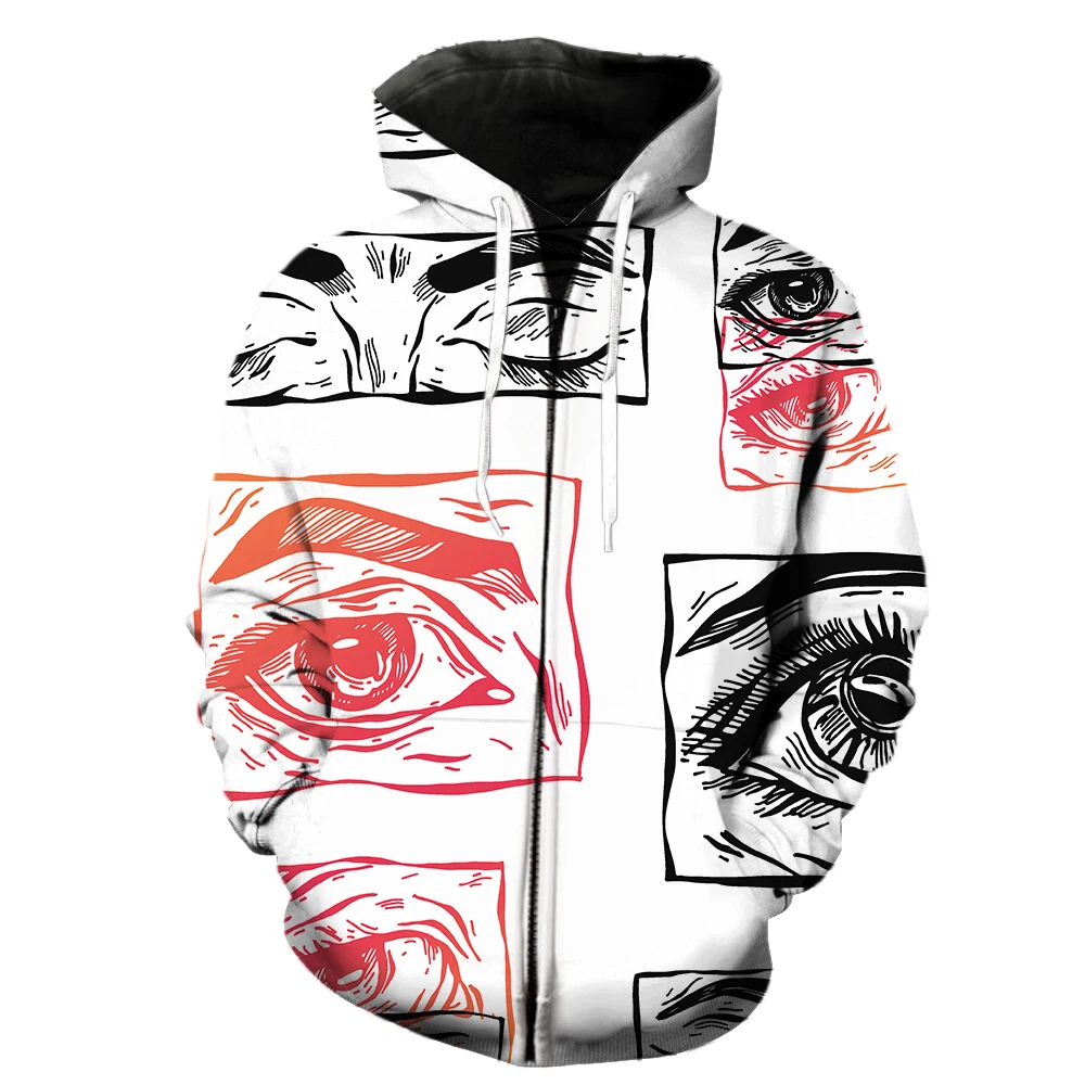 

Толстовка мужская с капюшоном, свитшот на молнии с абстрактным изображением тигровых глаз, забавная уличная одежда, повседневный свитшот с длинным рукавом в стиле хип-хоп, весна