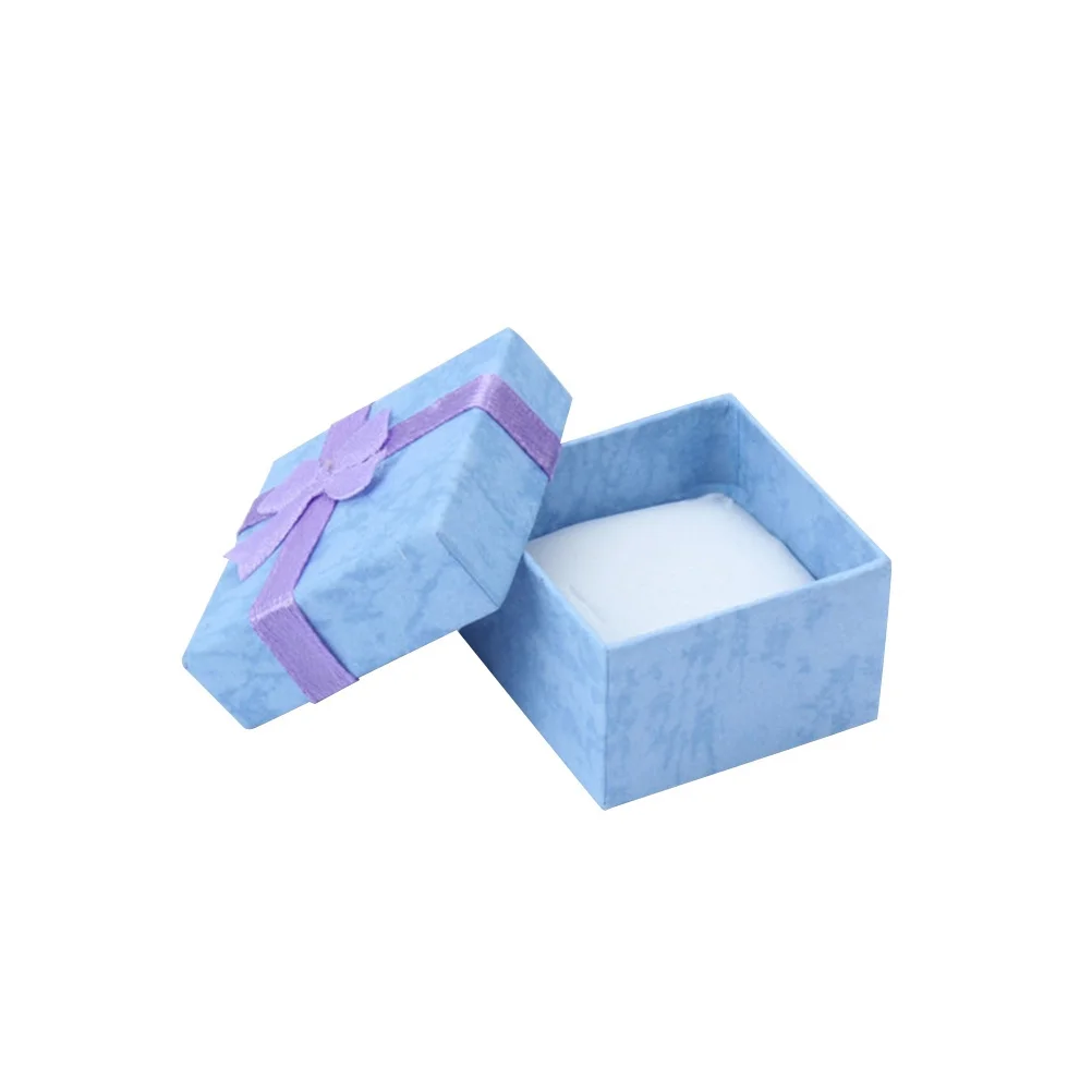 

5Pcs Gift Packaging Box Square Small Bowknot Decor Purple Jewelry Earrings Pendants Keepsakes Mini Storage Jewelry Box