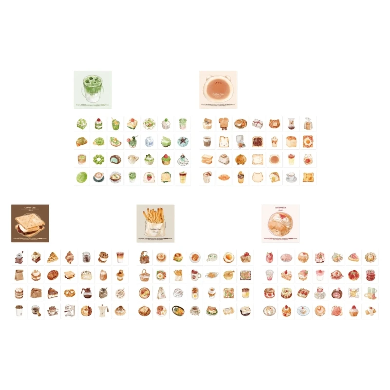 Q6PA Creative Dessert Sticker For Journaling Adorable Coffee Bread Pattern Note Paper Adhesive Memo Sheet For Scrapbooking