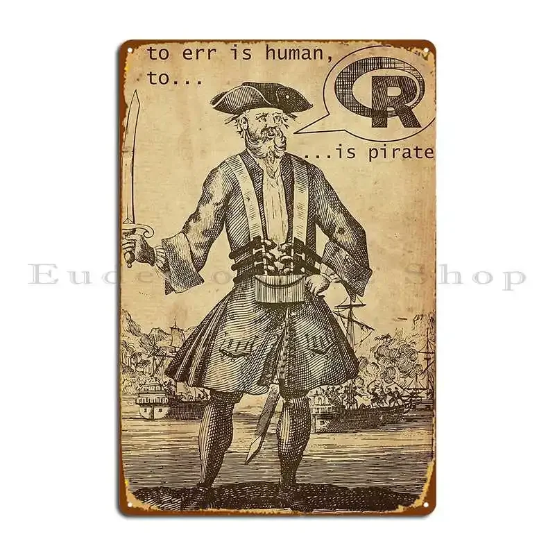 خطأ إنسان إلى R هو القراصنة Arrrr Groenendijk علامة معدنية كلاسيكية عتيقة مطبوعة جدارية مضحك تين تسجيل ملصق #1