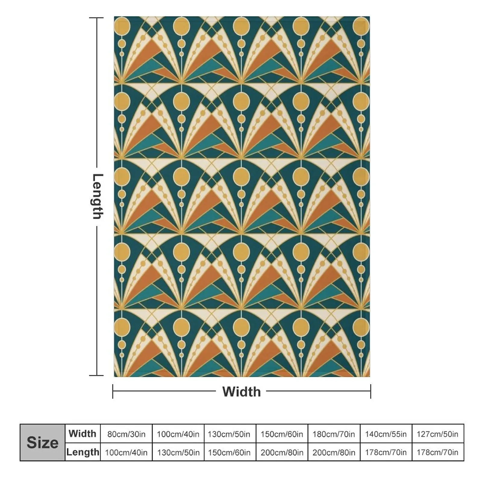 Art Deco (Green, rusty and gold) Throw Blanket Decorative Sofa Sofas Luxury Designer Blankets