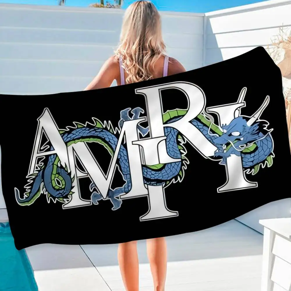 منشفة شاطئ مطبوعة من الألياف الدقيقة من A-AMIRIS لتسلق الجبال واليوجا والسباحة والجري ومنشفة ناعمة ماصة