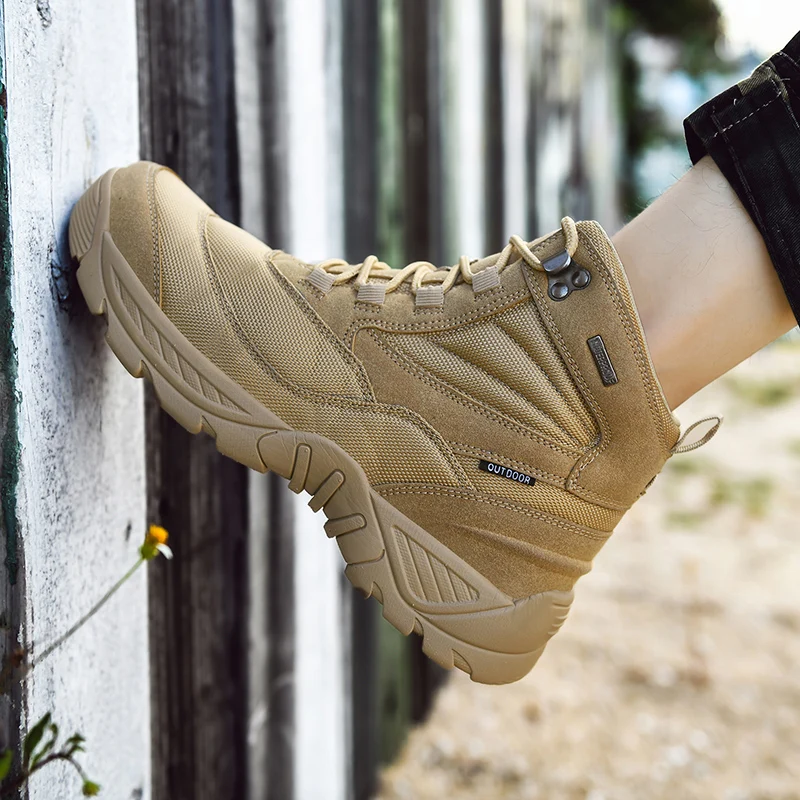 Men's Waterproof Leather Hiking Work Boots Non-Slip Lightweight Outdoors Breathable Non-Slip Desert Boots image 4