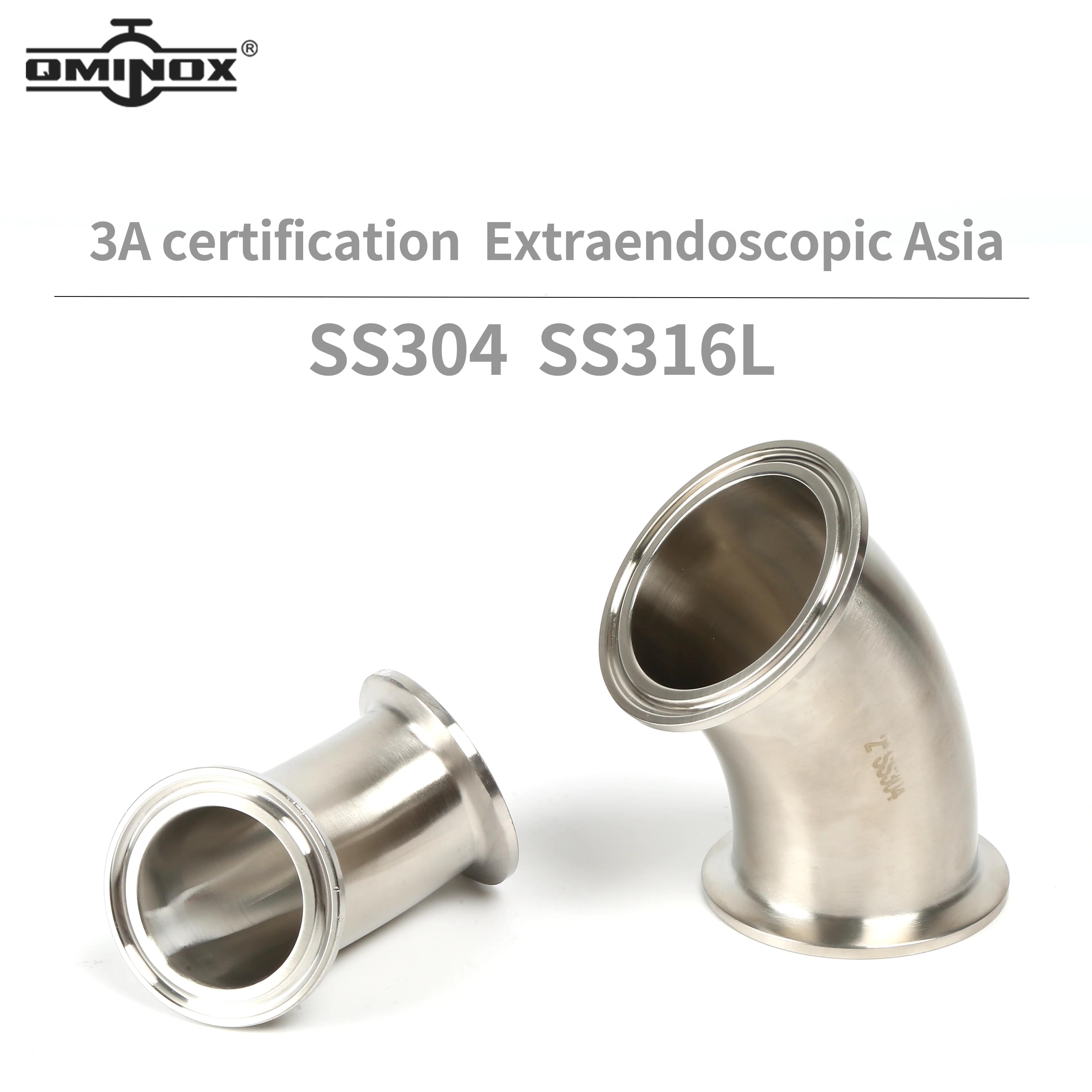 

SS304/SS316L 3A Tri Clamp Elbow 45 degree Clamp Elbows 3/4"-4" Stainless Steel Food grade Elbows Pipe Connection SS tube Fitting