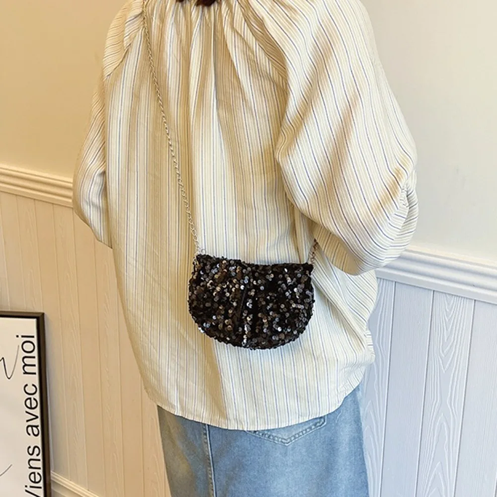 

Сумка-ракушка из полиэстера, сумка через плечо с блестками, молния, клецки, сверкающая сумка через плечо, многоцветная сумка через плечо в корейском стиле, блестящая сумка на цепочке для работы