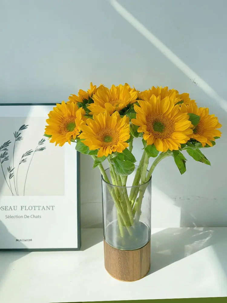 Rare green heart sunflower flower indoor water-raised mixed and matched flower arrangement
