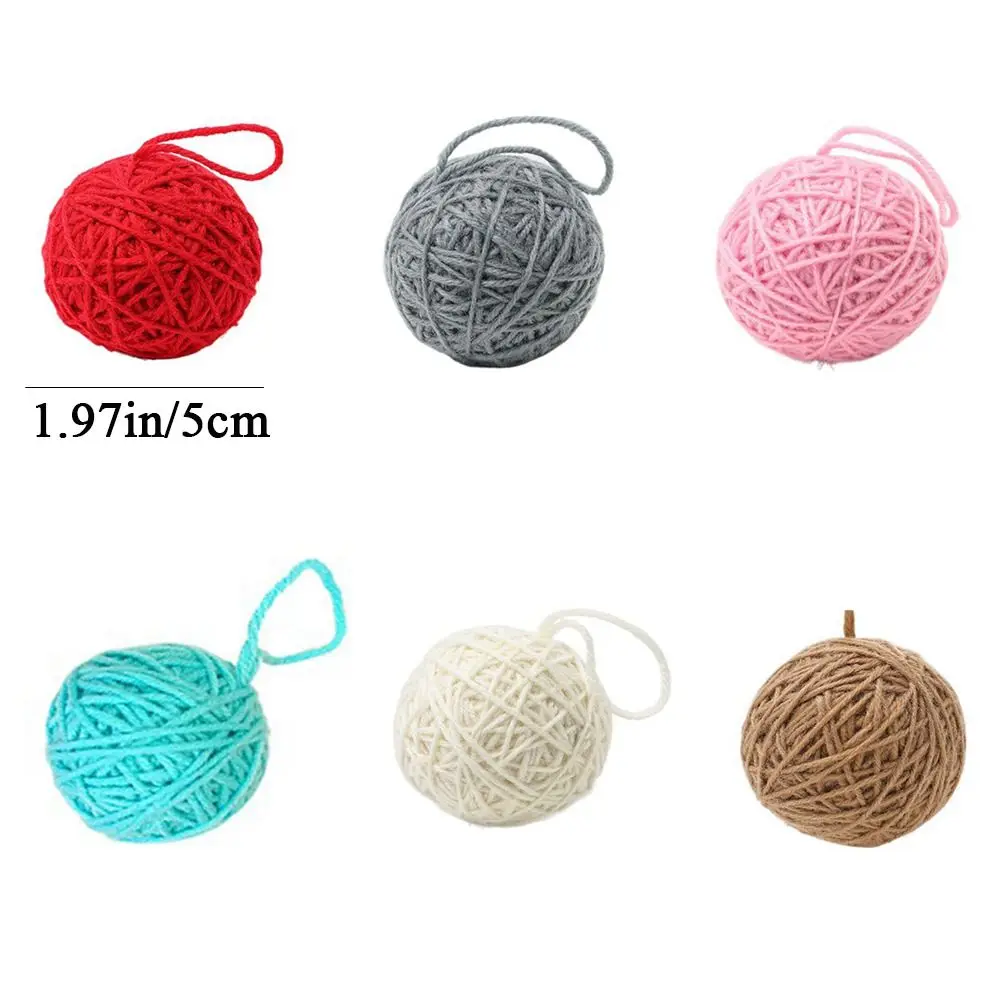 1.97 polegada bola de fio de natal mão-ferida colorida bola de lã de natal pendurado decorativo árvore de natal pingente casamento