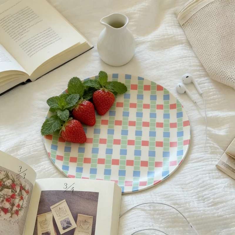 

Новые скандинавские креативные тарелки для пикника, расписанные вручную, из бамбукового волокна, экологически чистые, для детей, для дома и улицы