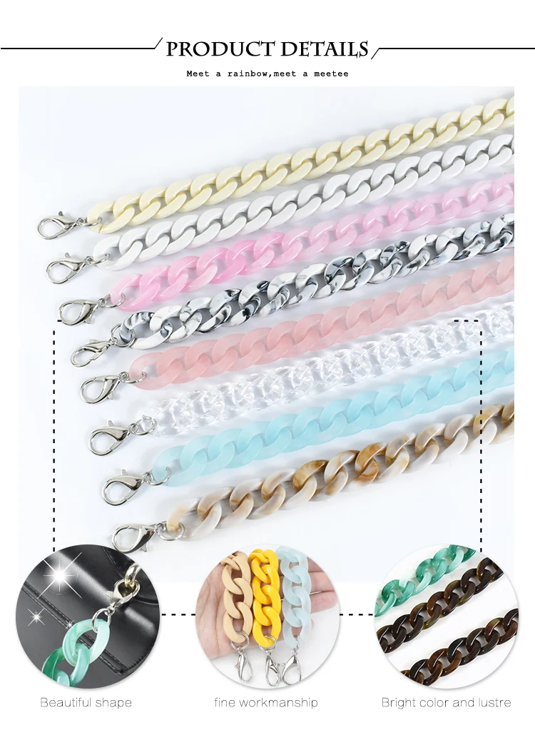 1/2Pcs Deepeel 60cm Acrylic Bag Strap Purse Resin Chain Detachable Lobster Clasps for Handbag Handle DIY  Making Accessories