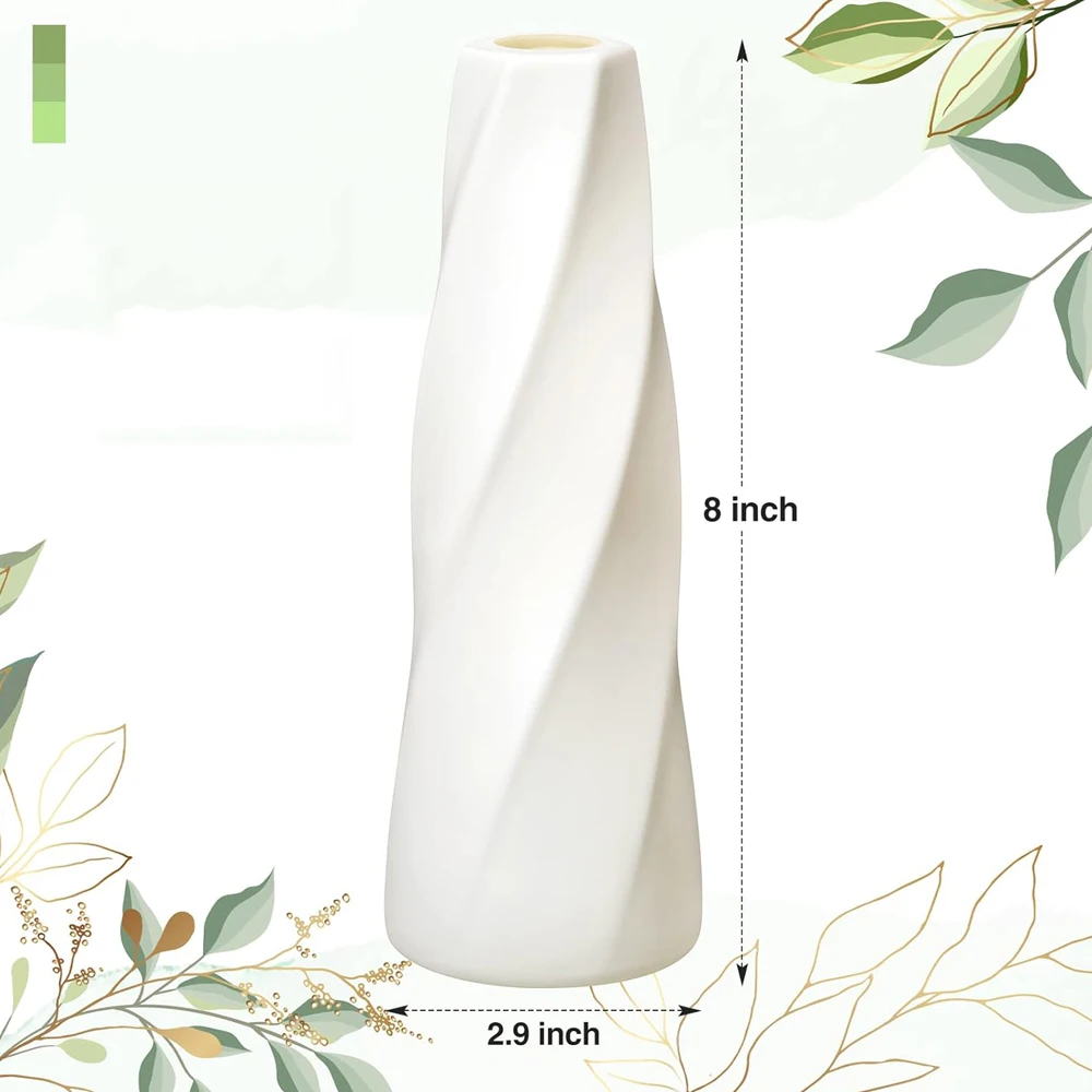 Composite Plastic Flower Vases Bulk White Small Tall Conic Floral Vases for Centerpieces Unbreakable Bud Vase for Wedding Party