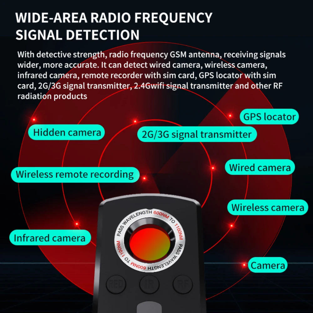 High sensitivity anti-positioning anti-monitoring anti-camera wireless infrared detector anti-tracking portable detector GPS