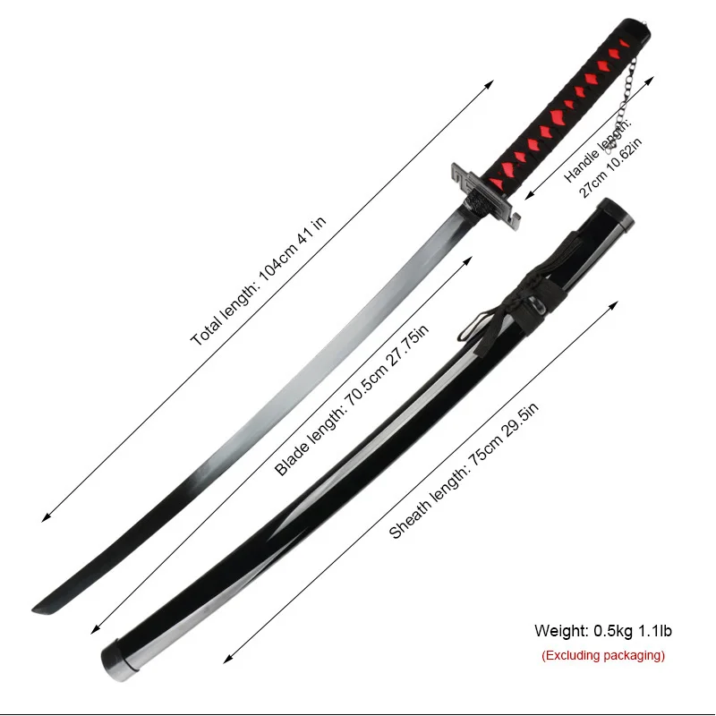 104 Cm/41 Inch Nieuwe Anime Katana Ichigo Bankai Zangetsu Cosplay Japanse Ninja Zwaard Zwart Blade Halloween Rollenspel wapen Props