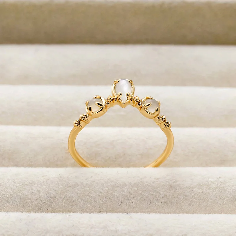 

Rings for Women 925 Sterling Silver 18K Gold Plated Vintage Natural Moonstone Ring Water Drop Shape Fine Jewelry Gifts RI252
