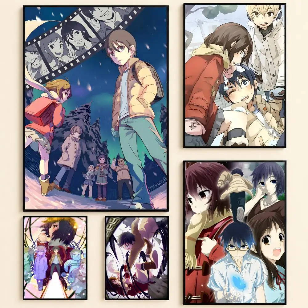 Erased Creative Anime Fan Art Collection Poster Self-adhesive Art Waterproof Paper Sticker Coffee House Bar Room Wall Decor