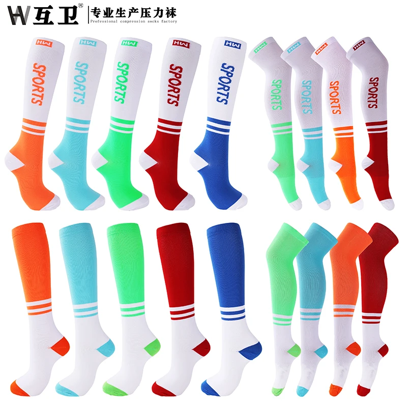 

1 Pair Long Stockings Sports Bright Asymmetric English Words Sports High Length Compression Socks Pressure Slimming Yoga Socks