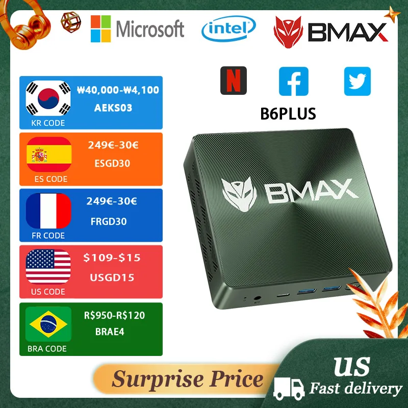 

Мини-ПК BMAX B6 Plus Intel Core i3-1000NG4 до 3,2 ГГц, 12 ГБ LPDDR4 512 ГБ SSD Wi-Fi 5 мини-ПК МикроПК для офиса и бизнеса