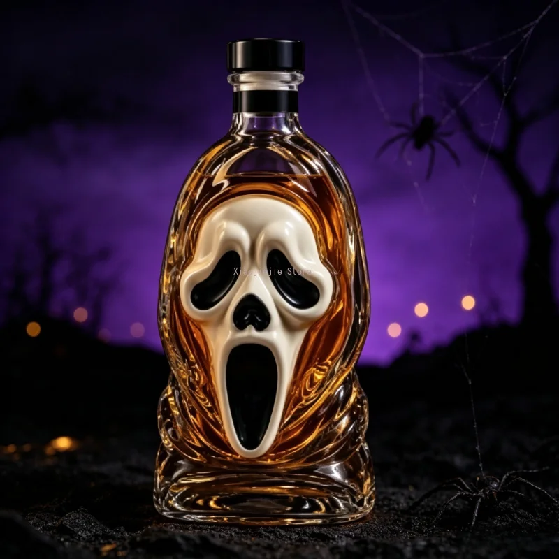 Ghost Shaped Glass Decanter Novelty Liquor Bottle Whiskey Wine Container Halloween Home Bar Decoration Party Gift