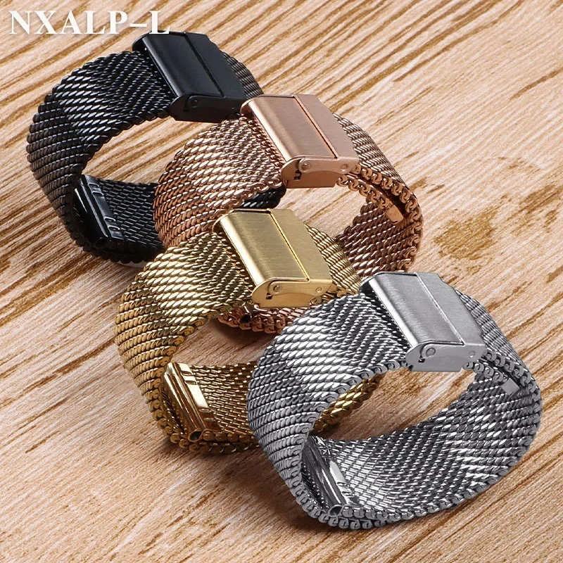 1.0mm Mesh Milanese Watch Band for DW for Omega for Seiko Watch Strap Quick Release Stainless Steel Bracelet 18mm 20mm 22mm 24mm