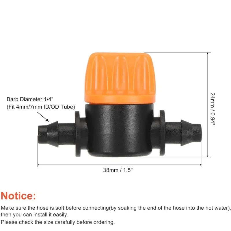 1Pc 20Pcs Hose Valve Garden Tap Connectors for Drip Irrigation System, 4/7mm Water Flow Control Fittings