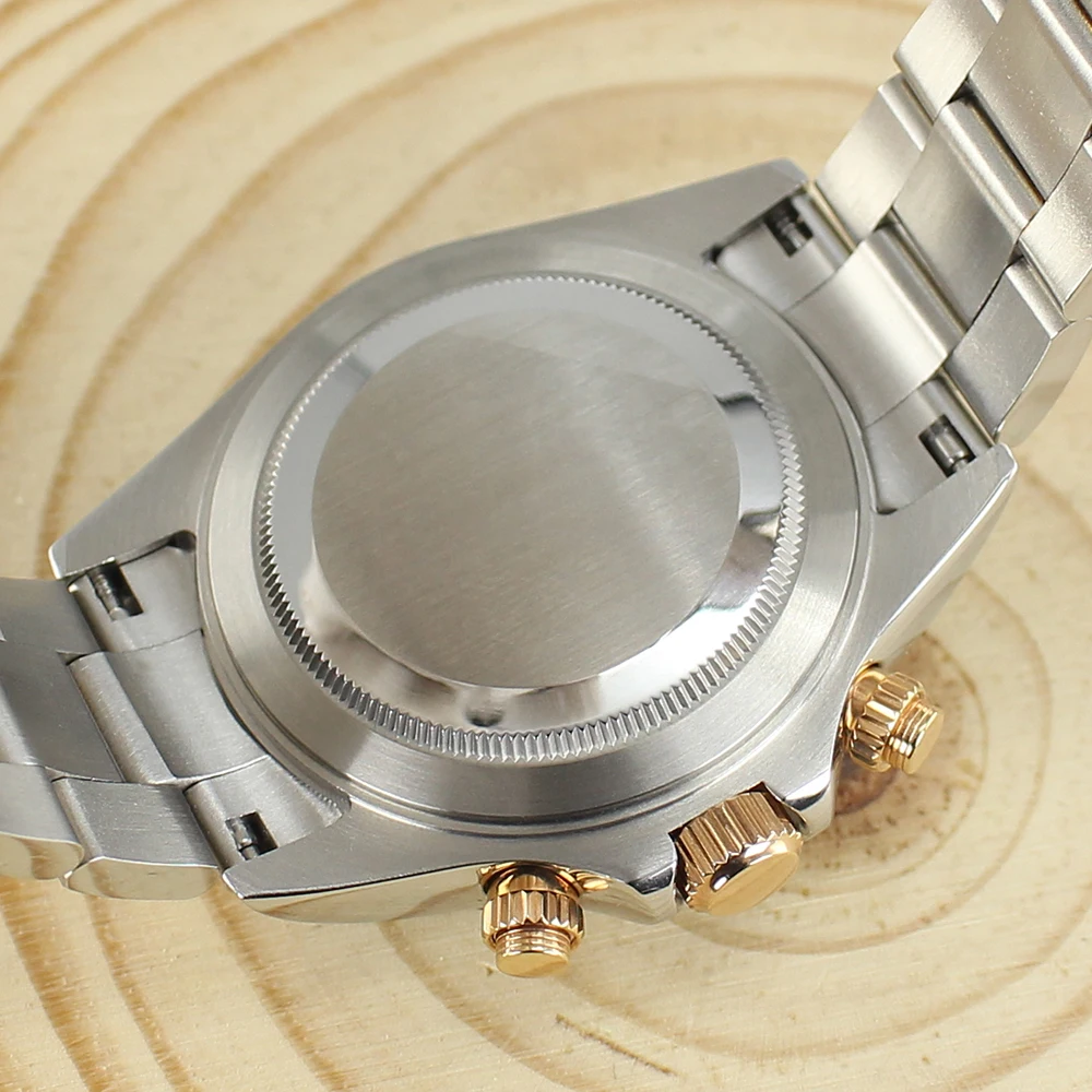 39mm VK63 Watch Case strap Silver Gold Watch Accessories Stainless Steel Sapphire Glass Waterproof For Seiko VK63A For Daytona view 6