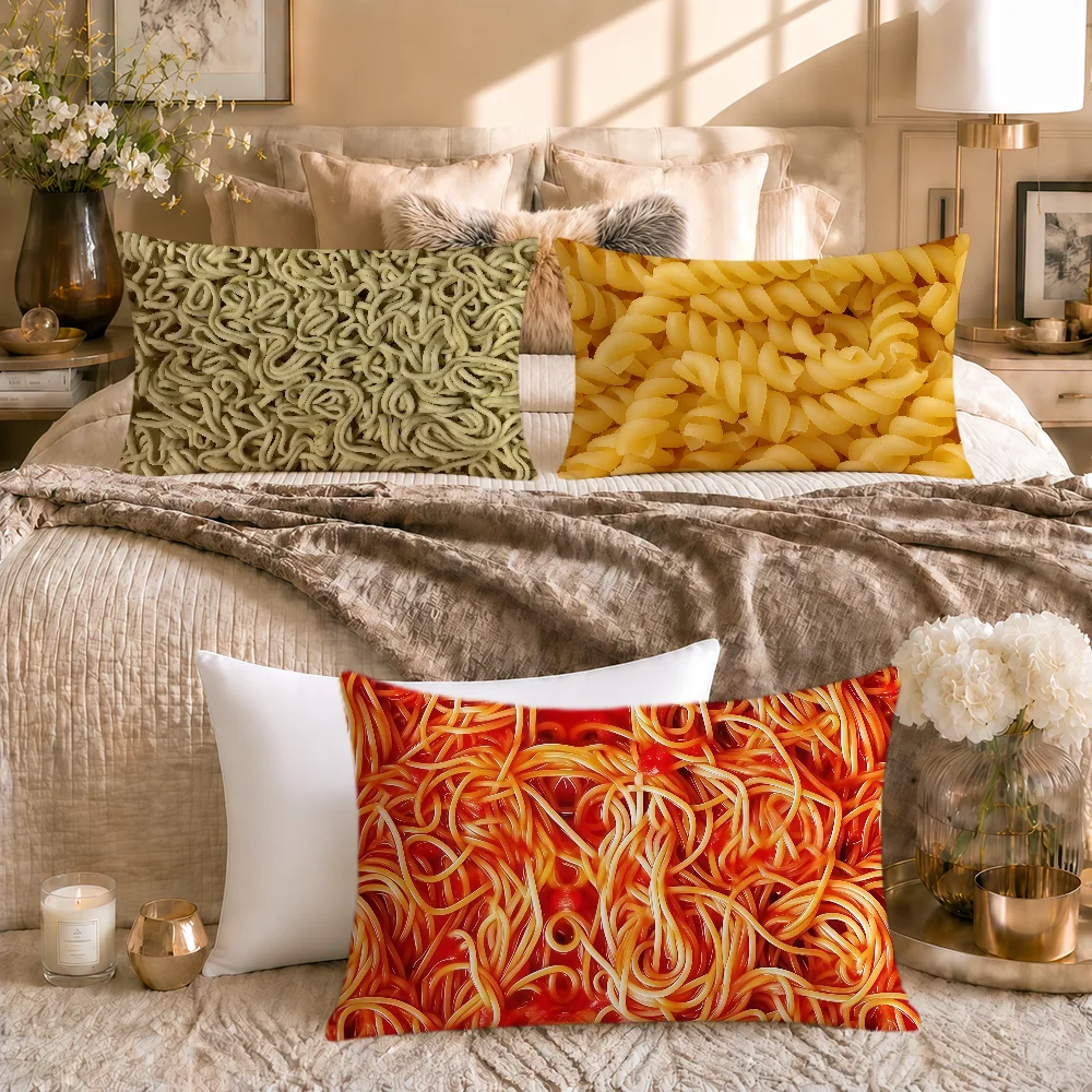 Novelty Realistic Ramen Pasta Pieces Soft Rectangle Pillowcover Home Sofa Living Room Decor Dorm Bedside Hogar Pillowcase Gift