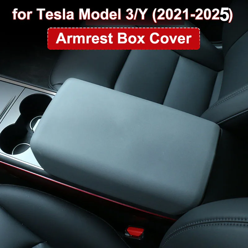Für Tesla Model 3 Y Juniper Highland Launch 2025-2020 2026 TPE Weiche Hülle Mittelkonsole Armlehnen-Abdeckung Zubehör – Detail 1