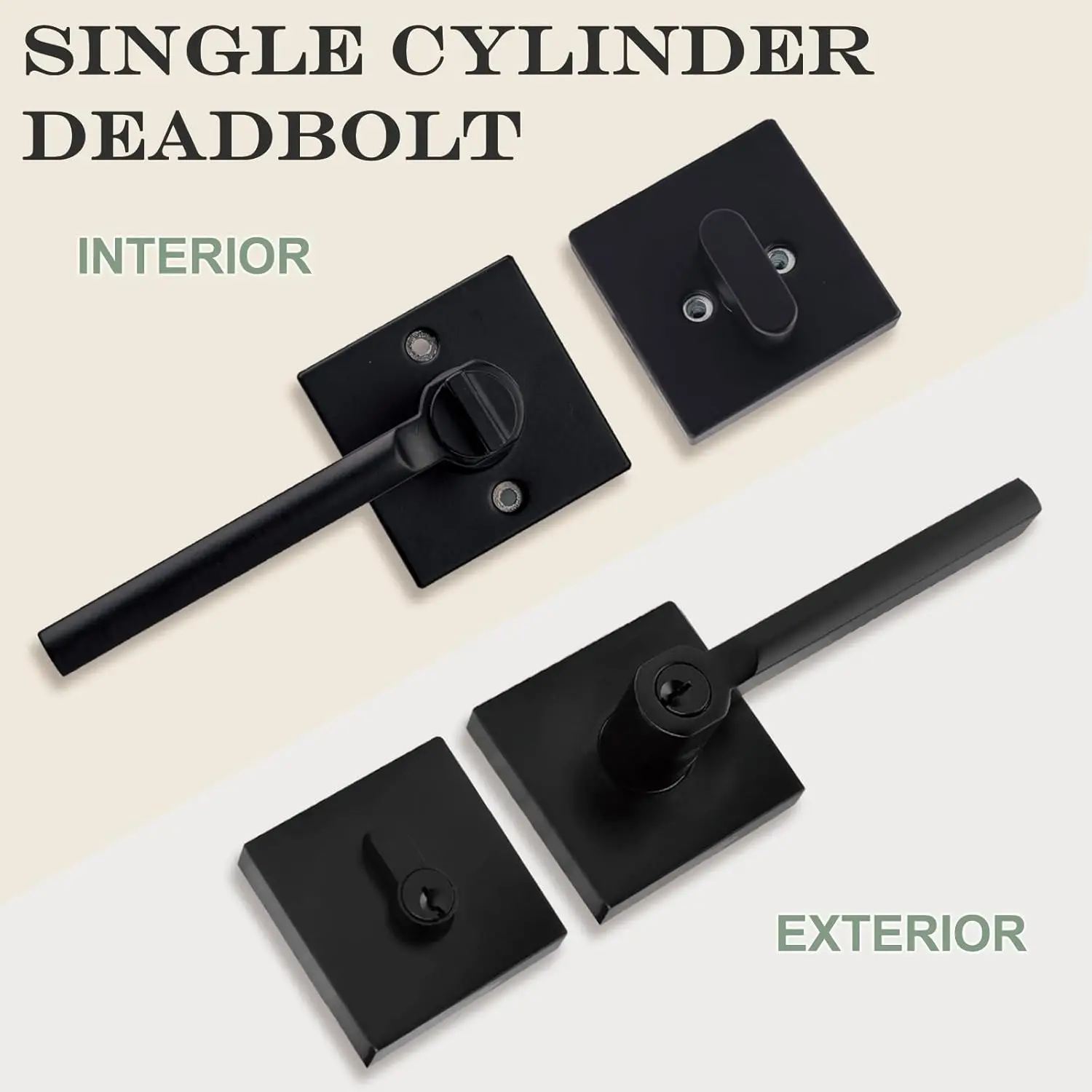 ed Alike(All Same Keys) Keyed Entry Door Lever With Single Cylinder Deadbolt Combo, Front Door/Exterior Door Handleset,