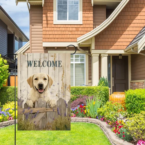 Labrador Retriever Welcome Spring Garden Flag 12X18 Double Sided, Burlap Small L OOV IIC