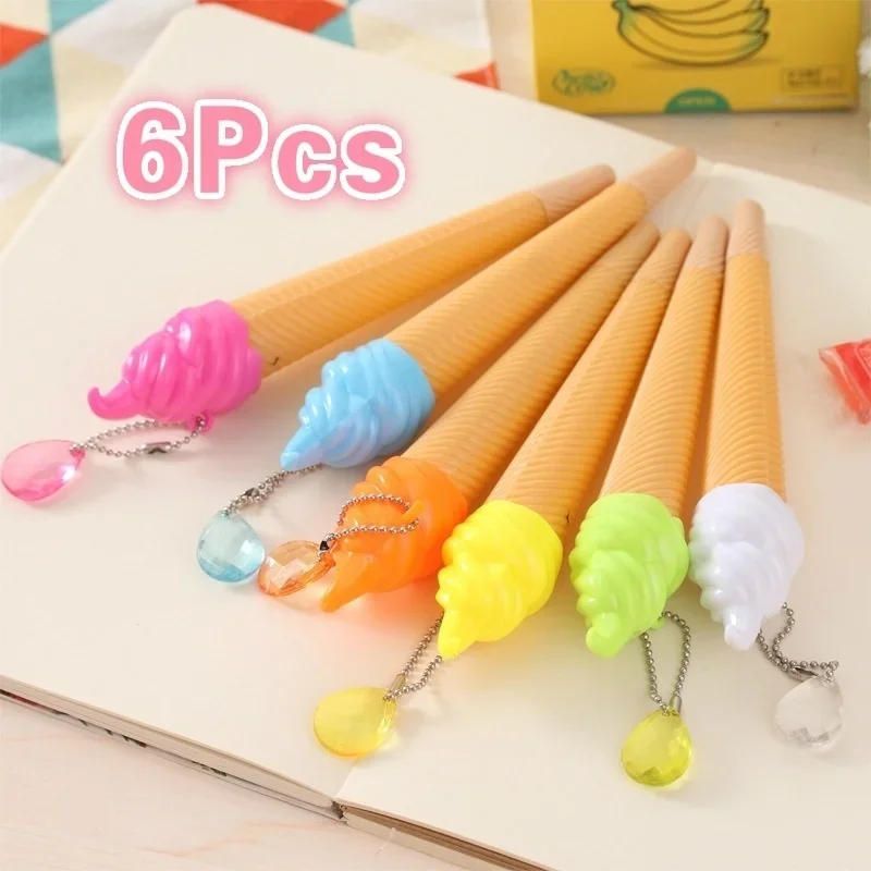 6pcs/lot Childrens Day Gift 0.38mm Gel Pen Ice Cream Pen Cartoon Writing Cute School Supplies