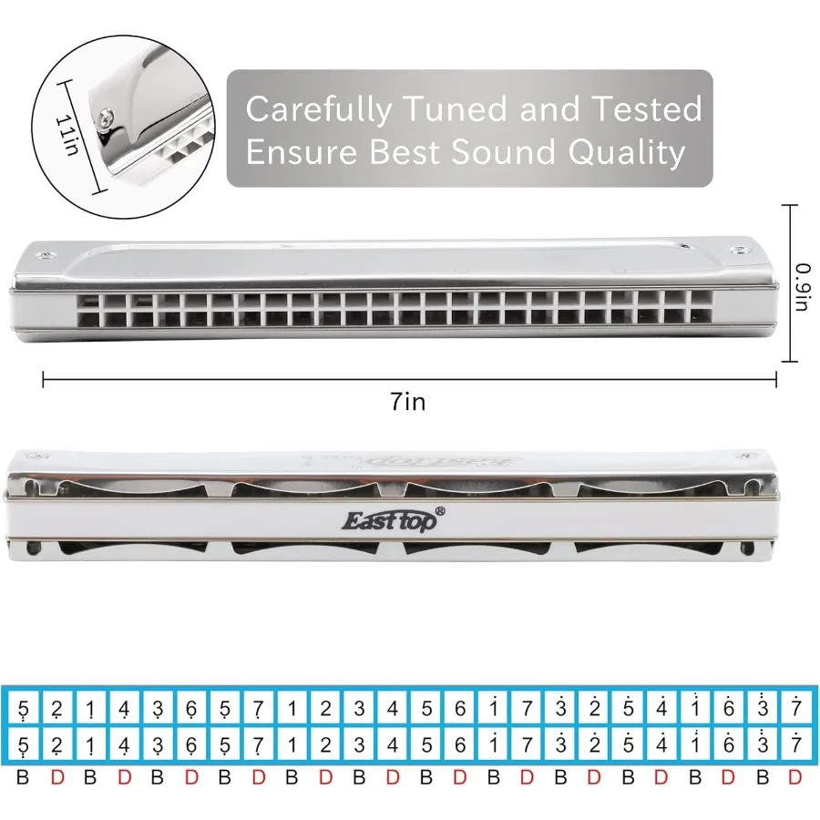 هارمونيكا تريمولو من إيست توب مفتاح E 24 فتحة جهاز اهتزاز احترافي T2406S هارمونيكا للبالغين المحترفين وستو #4