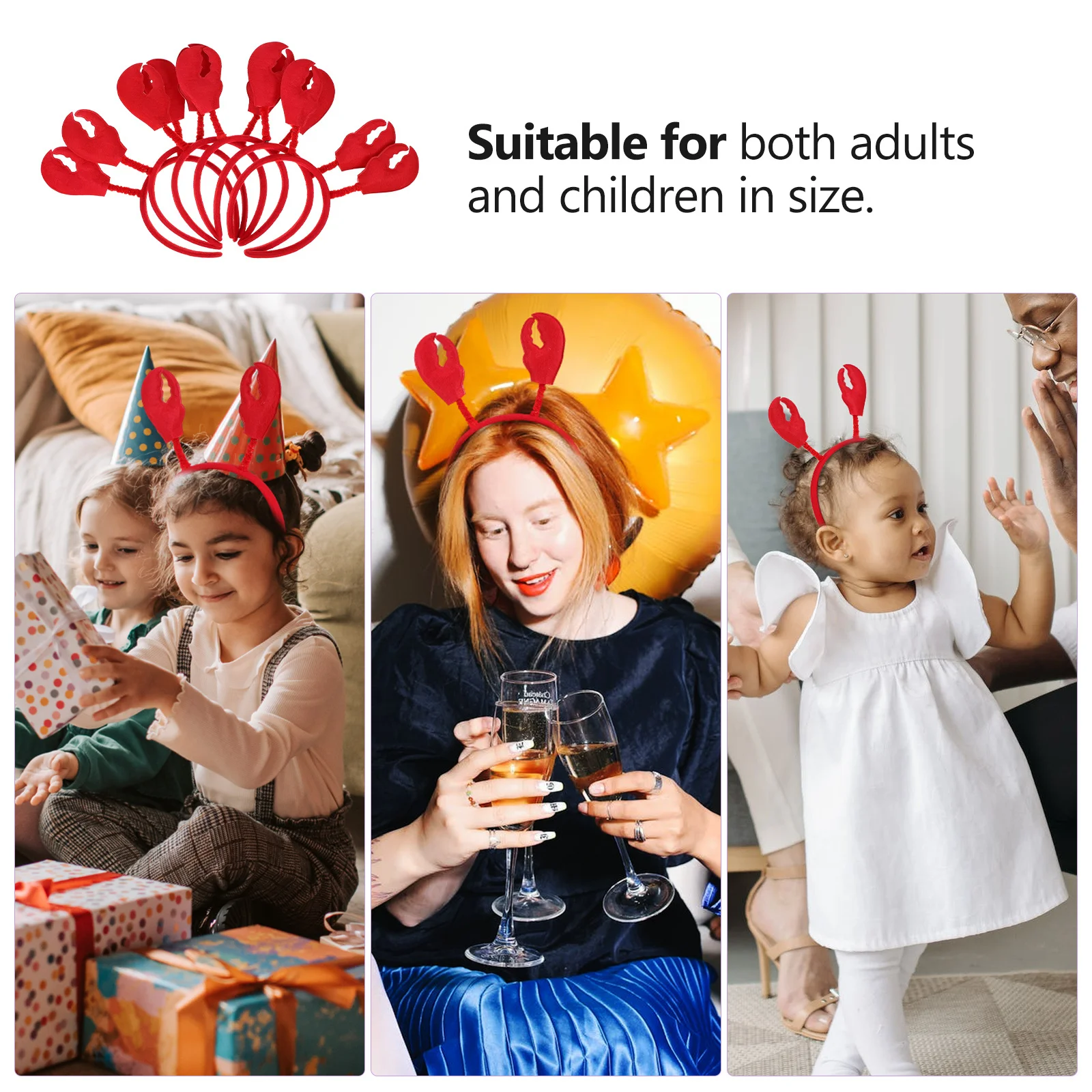 6Pcs Lobster Headbands Crab Bopper Party Costume Accessories Funny Holiday Headwear for Adults Women Crawfish Party Decorations