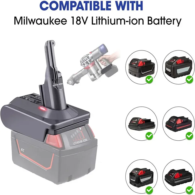 Adattatore per convertitore batteria al litio 18 ~ 20v Makita / Dewalt / Milwaukee / Bosch 18V per aspirapolvere batteria Dyson V7 V8