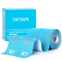OK TAPE Synthetic Kinesiology Tape Prime, Beige Blue 5cm x 5m, Breathable Sports Athletic Tape for Joint & Muscle Pain