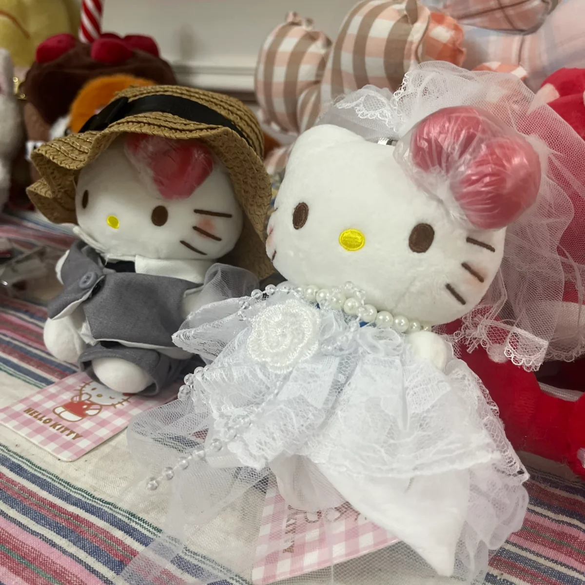 Sanrio Hello Kitty Cross-Dressing Bride Groom Plush Keychain Backpack Decoration Wedding Accessoriecar Key Couple Pendant Gift