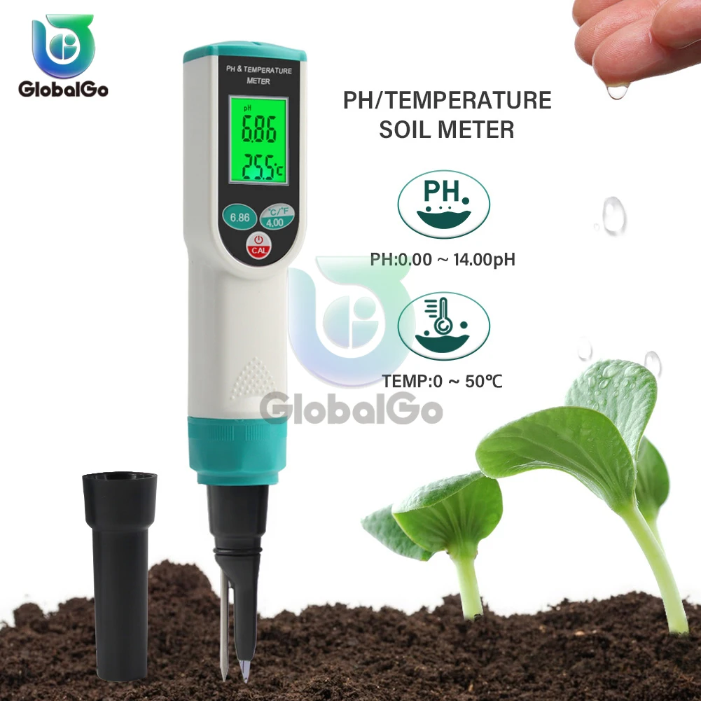 

2in1 Soil PH Meter 0.00~14.00pH Digital Temp Acidity Soil Tester Sensor Analyzer for Outdoor Planting Garden Farmland