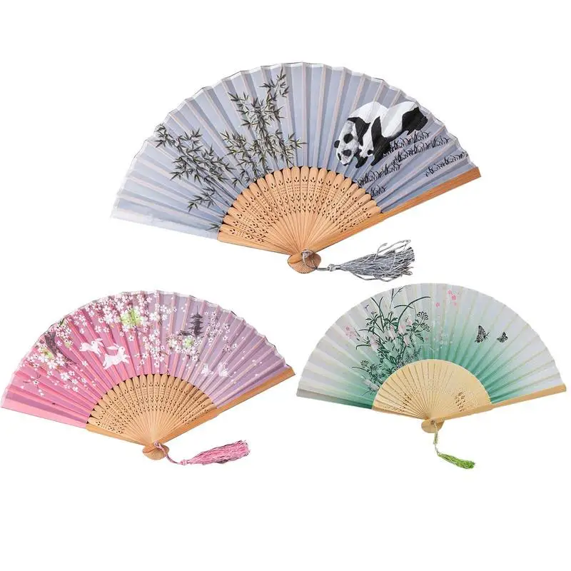Chinese Style Handheld Folding Fan Charming Elegant Handmade Bamboo Fans Home Wall Tabletop Wedding Decorative Gifts Ornaments