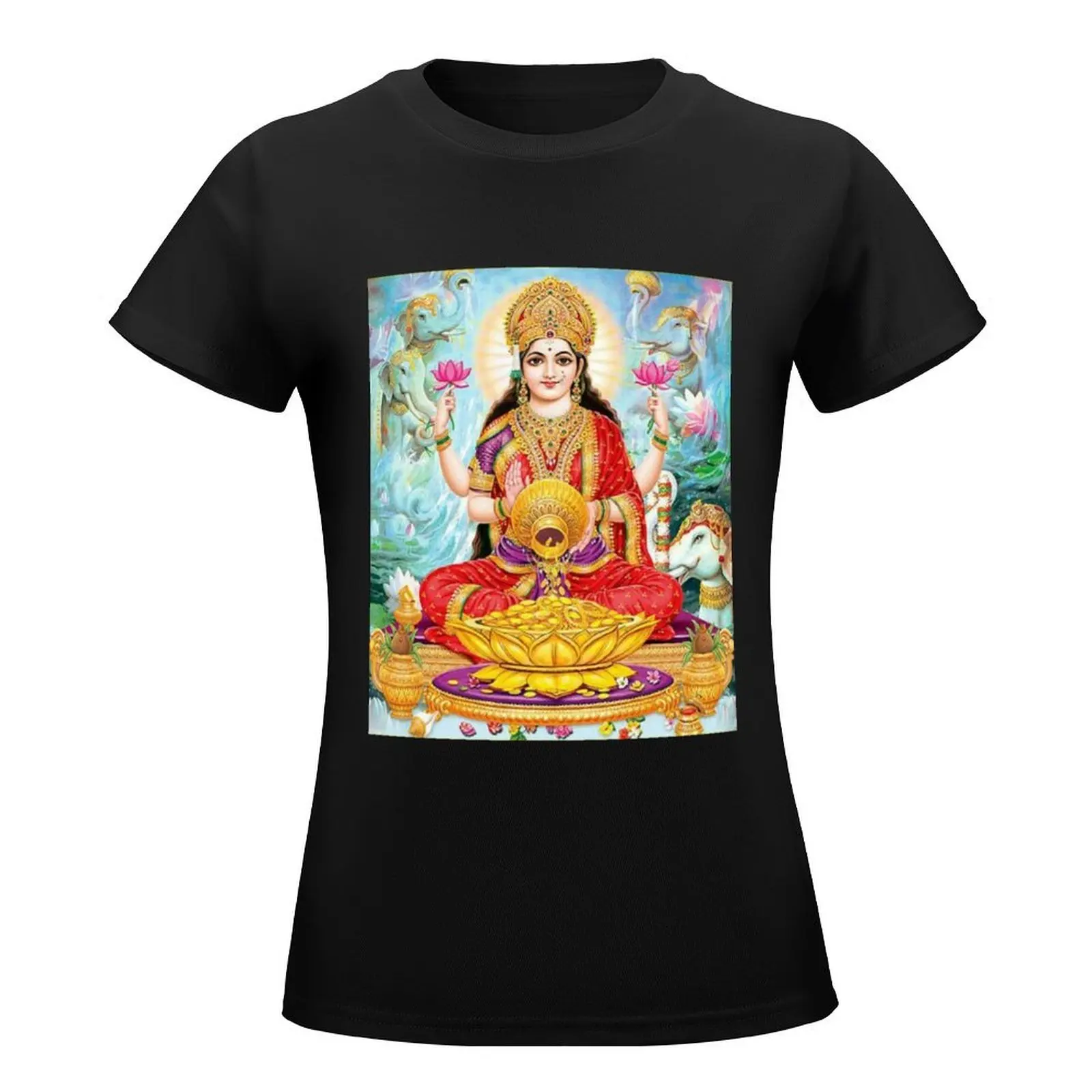 Lakshmi,Goddess of Wealth T-Shirt vintage clothes Short sleeve tee Womens clothing