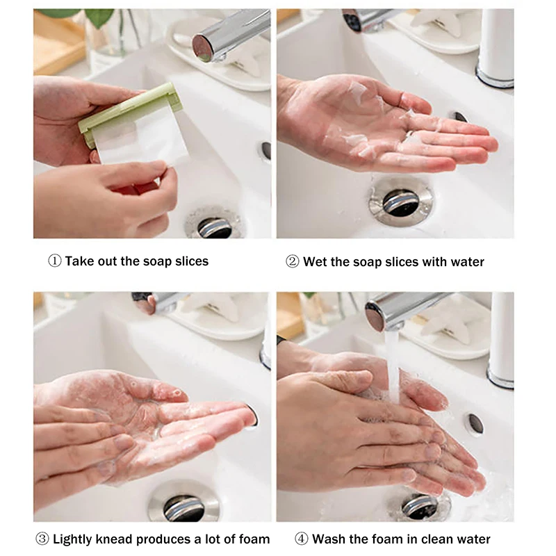1Pcs Portable Disposable Cleaning Soap Flakes Flower Scented Roll Soap Flakes Outdoor Travel Handwashing Soap Paper