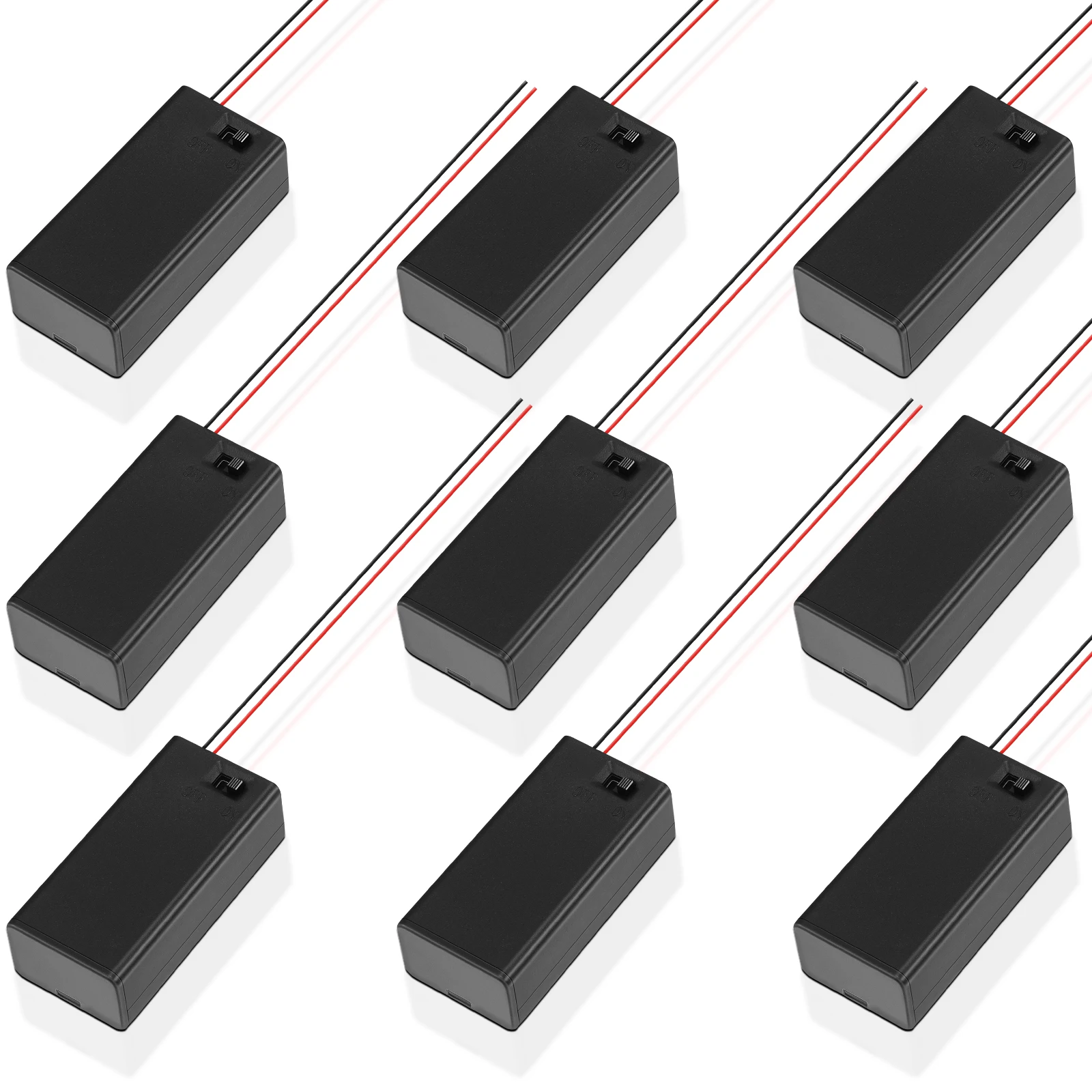 

10pcs 9V Holder with Cover Switch Case Container 9V Holder Wire Compartment Power Supply Standard Box